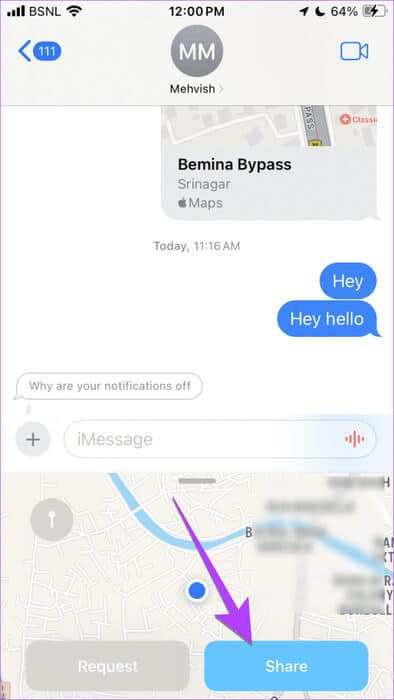 iOS-17-Message-location-send-576x1024-1 19 أفضل ميزات ونصائح تطبيقي الرسائل وFaceTime على iOS 17.