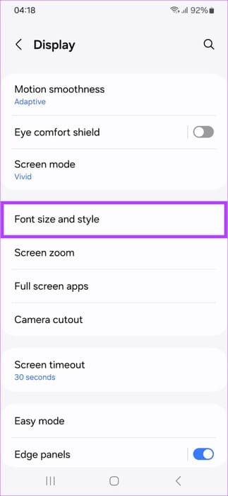 navigating-to-Settings-Display-Font-size-and-style-473x1024-1 8 أفضل نصائح وحيل Samsung One UI 6 التي يجب أن تعرفها