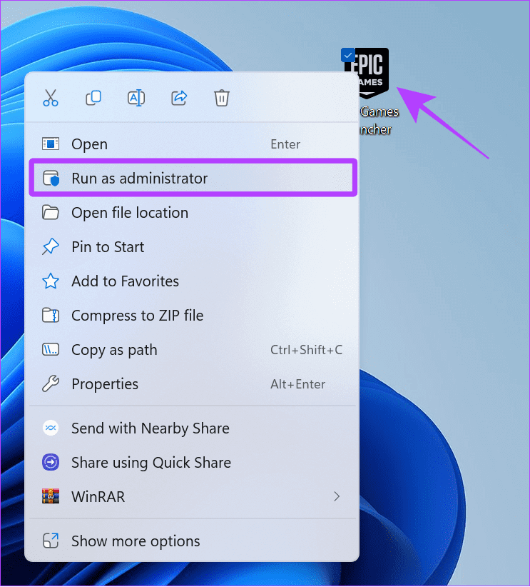 right-click-epic-games-and-choose-Run-as-administrator-1 12 طريقة لإصلاح رمز خطأ II-E1003 في Epic Games