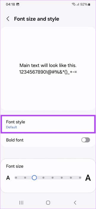selecting-Default-as-the-Font-style-473x1024-1 8 أفضل نصائح وحيل Samsung One UI 6 التي يجب أن تعرفها