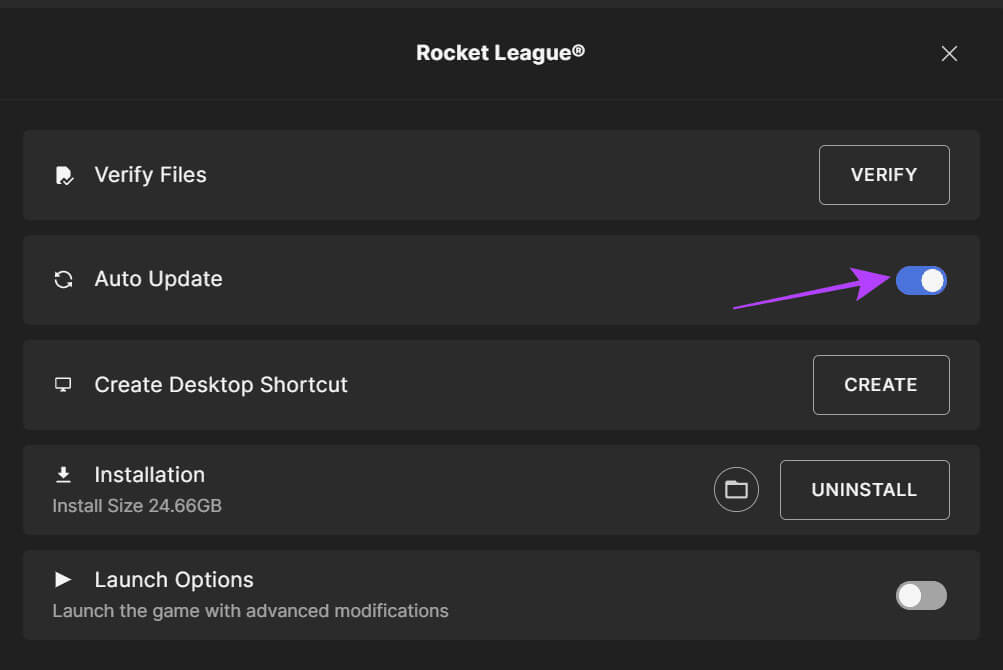 toggle-on-autodownload 15 طريقة لإصلاح تعطل لعبة Rocket League أو تجمدها