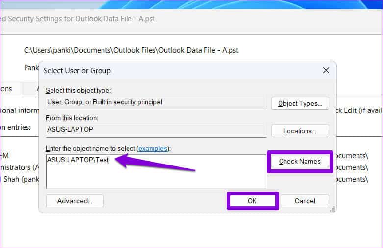 Add-a-User-for-Ownership-of-Outlook-Data-Files أفضل 5 طرق لإصلاح خطأ لا يمكن الوصول إلى ملف بيانات Outlook على Windows