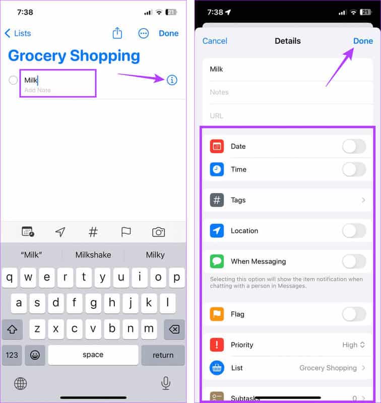 Add-item-details كيفية إنشاء ومشاركة قائمة التسوق على iPhone