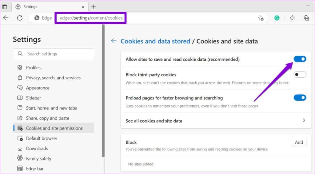 Allow-Cookies-in-Edge-1024x568-1 أفضل 7 طرق لإصلاح استمرار تسجيل خروجي على Twitter