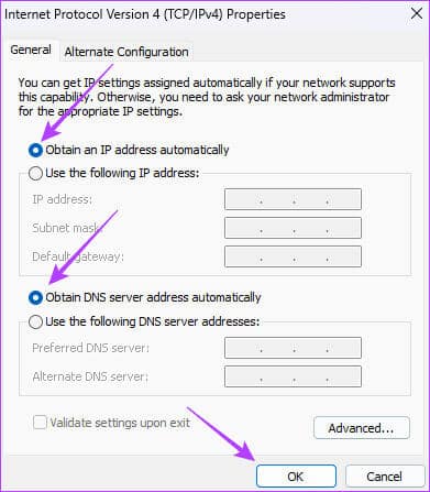 Auto-IP-and-DNS أهم 7 إصلاحات لخطأ Err_Cache_Miss على Google Chrome وFirefox