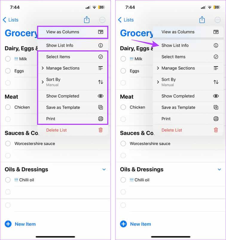 Change-list-settings كيفية إنشاء ومشاركة قائمة التسوق على iPhone