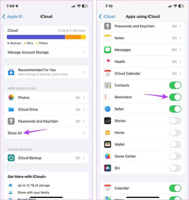 Check-Reminders-is-on 7 طرق لإصلاح عدم عمل قائمة التسوق (قائمة البقالة) على iPhone