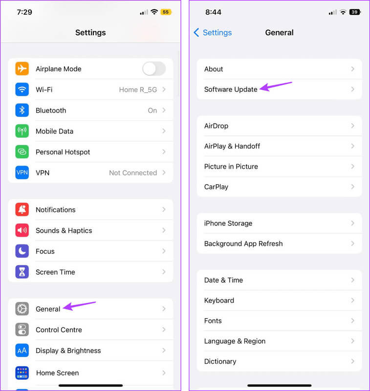 Check-for-iPhone-Software-Update-11 8 إصلاحات لعدم عمل أو اختفاء ملفات GIF على iPhone