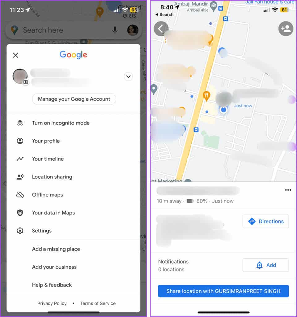 Check-someones-location-on-Google-Maps-961x1024-1 كيفية العثور على موقع شخص ما عن طريق رقم الهاتف على Google Maps