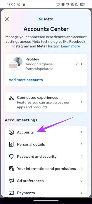 Choose-Accounts كيفية إلغاء ربط Instagram من Facebook