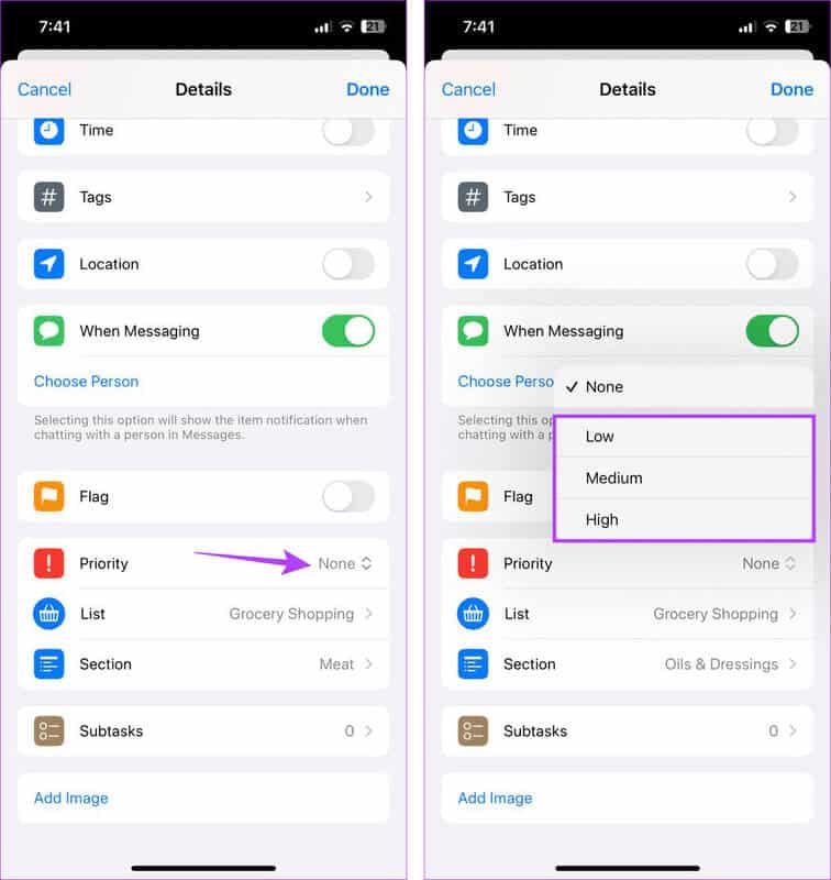 Choose-item-priority كيفية إنشاء ومشاركة قائمة التسوق على iPhone