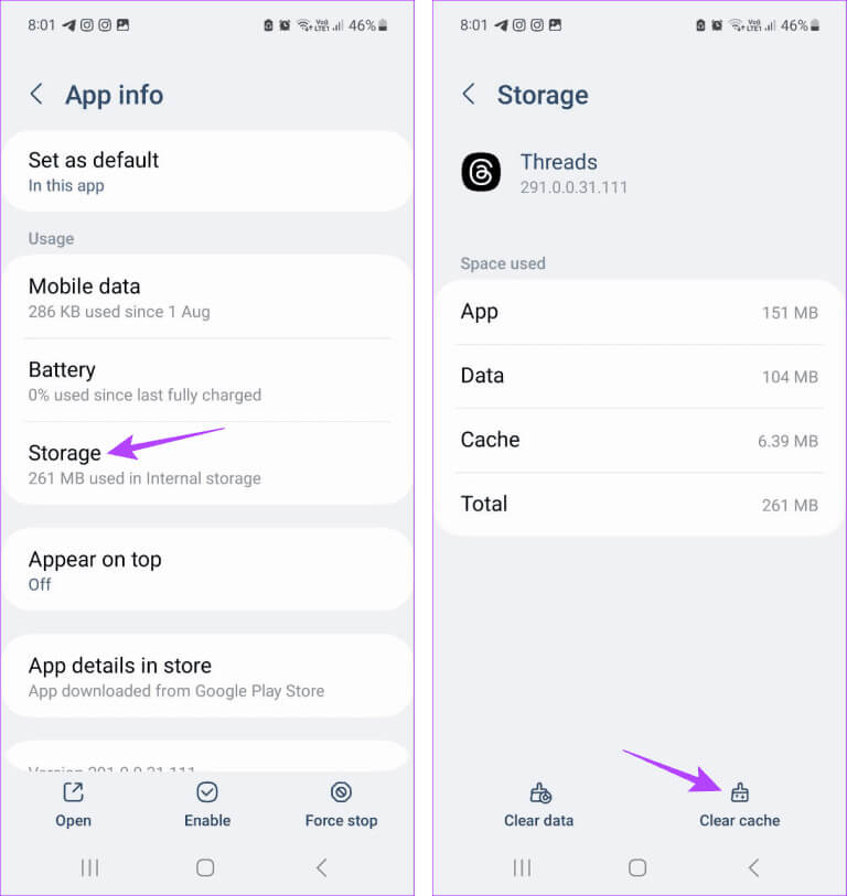 Clear-Threads-Cache-768x813-1 9 طرق لإصلاح عدم عمل او استمرار تعطل تطبيق Threads
