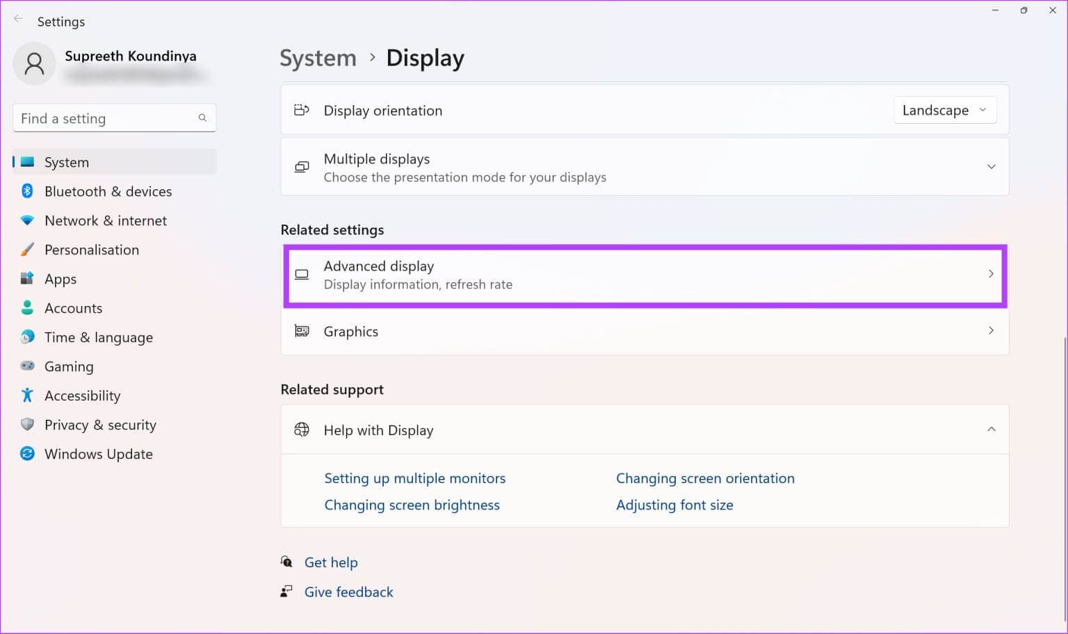 Click-on-Advanced-Display-1536x912-1 كيفية التحقق من صحة GPU على Windows