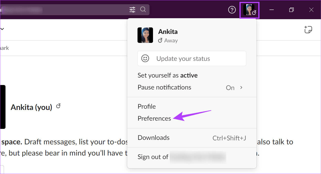 Click-on-Preferences- كيفية تشغيل Slack Dark Mode على أي جهاز