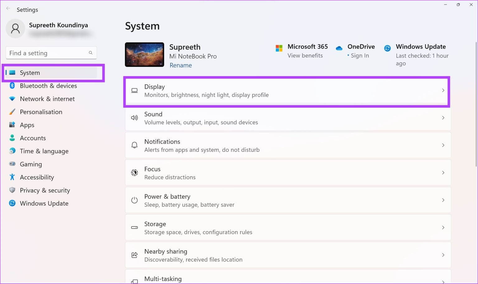Click-on-System-and-Display-1536x912-1 كيفية التحقق من صحة GPU على Windows