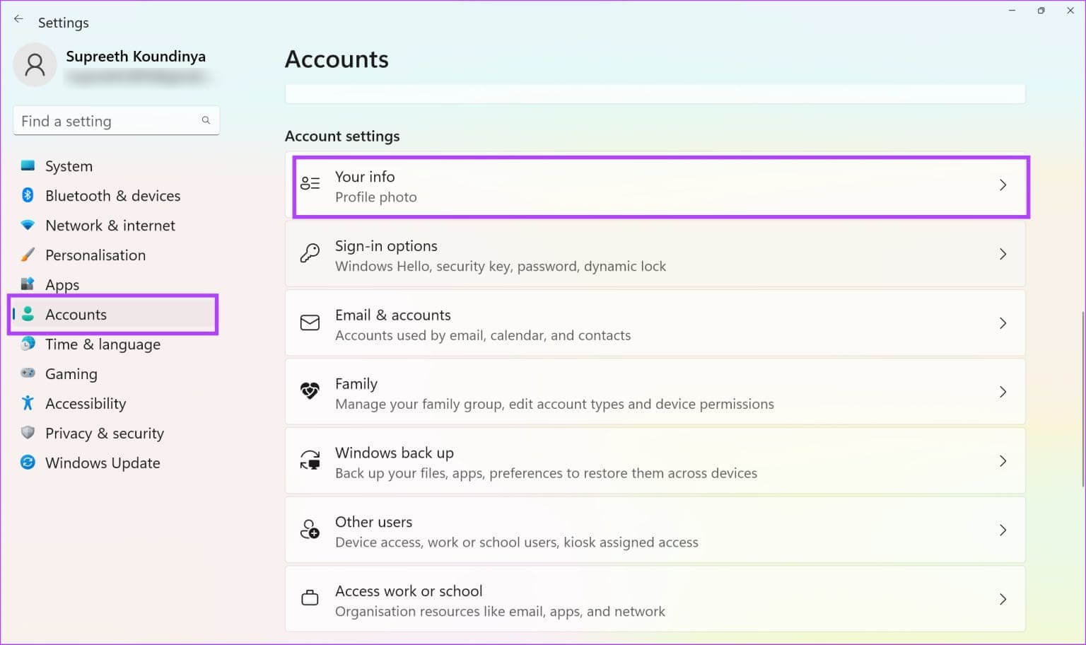 Click-on-Your-Info-1536x912-1 11 إصلاح لعدم توفر أو عدم عمل خيار Windows Hello Fingerprint