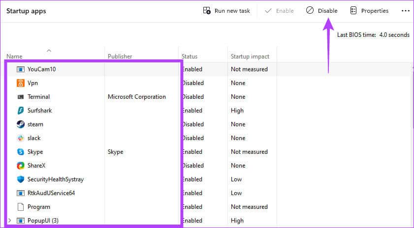 Close-startup-programs أفضل 7 إصلاحات لمشكلة شاشة الموت الزرقاء في وضع غير نشط على Windows 11