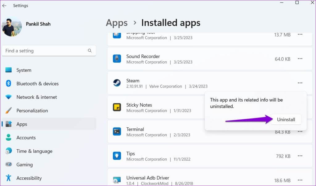 Confirm-Uninstall-Steam-From-Windows-1024x603-1 أفضل 8 طرق لإصلاح خطأ فشل تحميل صفحة الويب في Steam على Windows