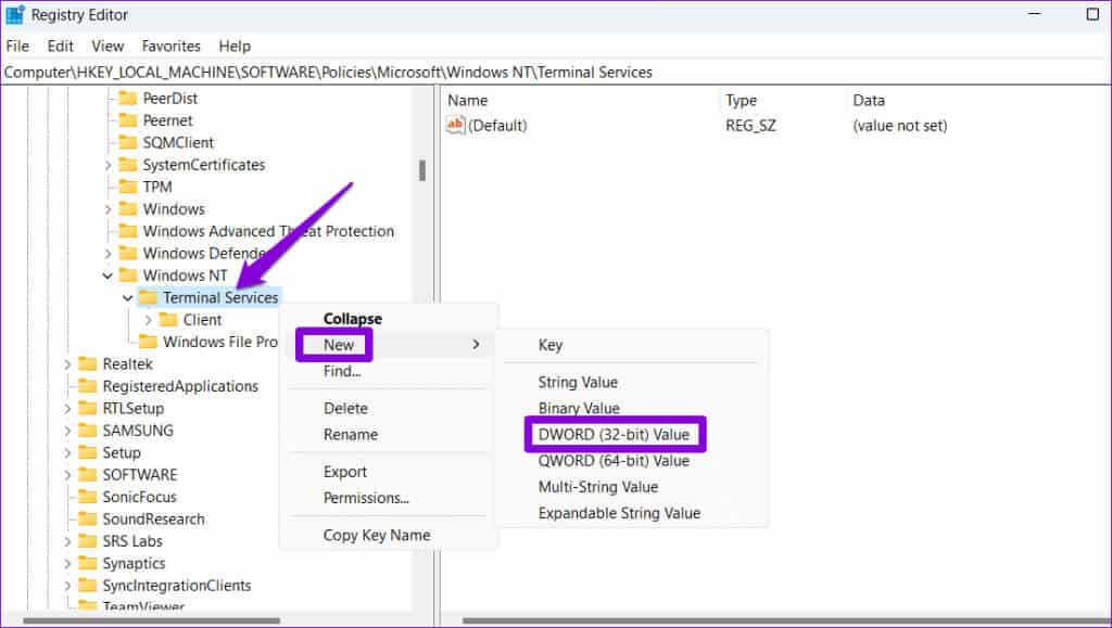 Create-DWORD-in-Registry-5-1024x579-1 5 إصلاحات لعدم عمل النسخ واللصق لسطح المكتب البعيد على Windows