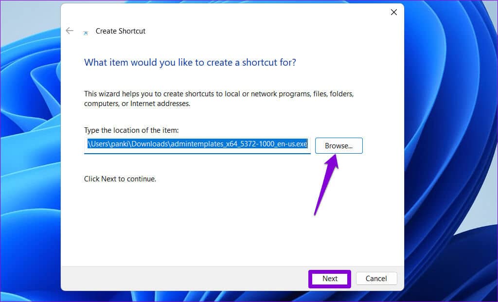 Create-New-Desktop-Shortcut-on-Windows أفضل 6 إصلاحات لخطأ لا يمكن الوصول إلى مسار الجهاز المحدد أو خطأ في الملف على Windows