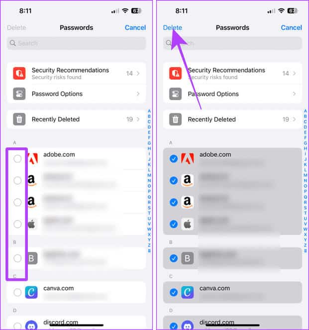 Delete-Saved-Passwords-iPhone-1 5 نصائح نهائية لجعل هاتف iPhone أكثر أمانًا