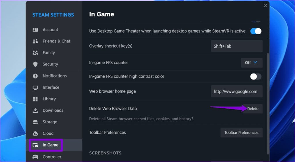 Delete-Steam-Browser-Data-1024x562-1 أفضل 8 طرق لإصلاح خطأ فشل تحميل صفحة الويب في Steam على Windows