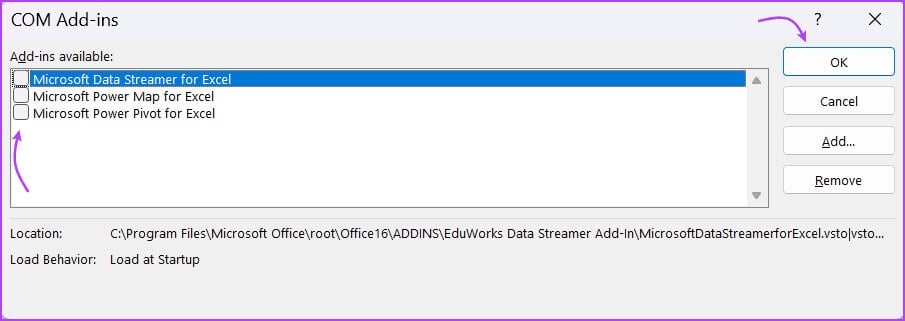 Disable-COM-Add-ins-To-Stop-Excel-from-Freezing-2 9 طرق سهلة لإصلاح عدم استجابة أو بطئ Excel