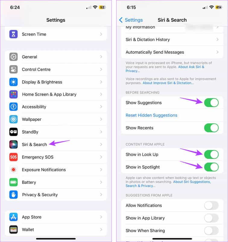 Disable-Siri-Suggestions 8 طرق لإصلاح iPad وiPhone عالق في اقتراحات Siri