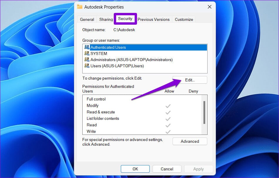 Edit-Folder-Permission أفضل 6 إصلاحات لخطأ لا يمكن الوصول إلى مسار الجهاز المحدد أو خطأ في الملف على Windows