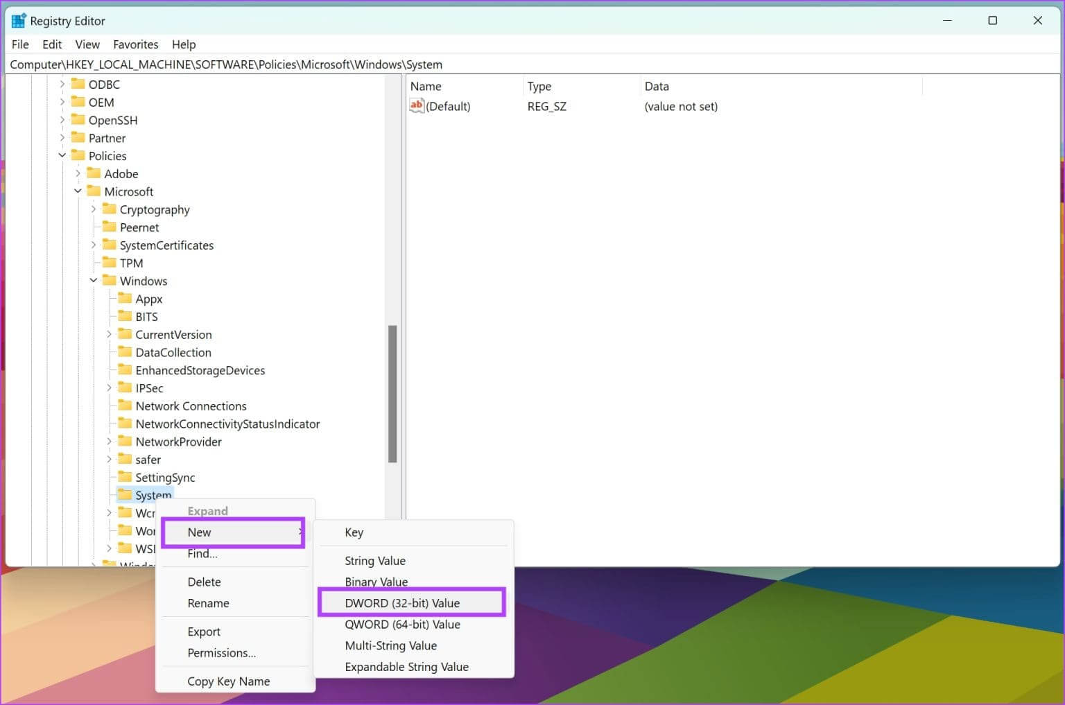 Enter-New-Rule-1536x1017-1 11 إصلاح لعدم توفر أو عدم عمل خيار Windows Hello Fingerprint