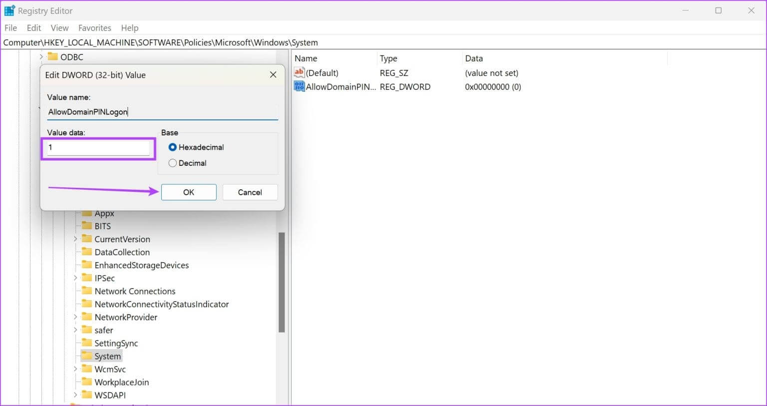 Enter-Value-Data-as-1-1536x813-1 11 إصلاح لعدم توفر أو عدم عمل خيار Windows Hello Fingerprint