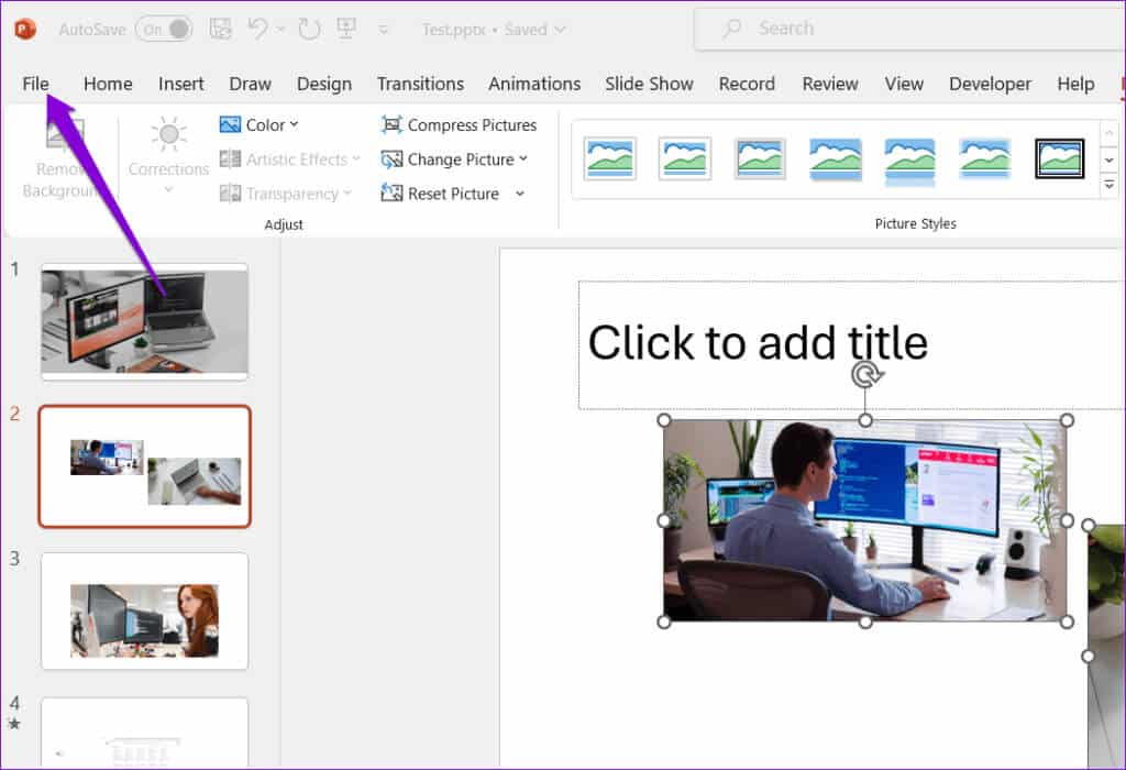File-Menu-in-PowerPoint-1-1024x700-1 أفضل 8 إصلاحات لعدم عرض PowerPoint للصور على Windows