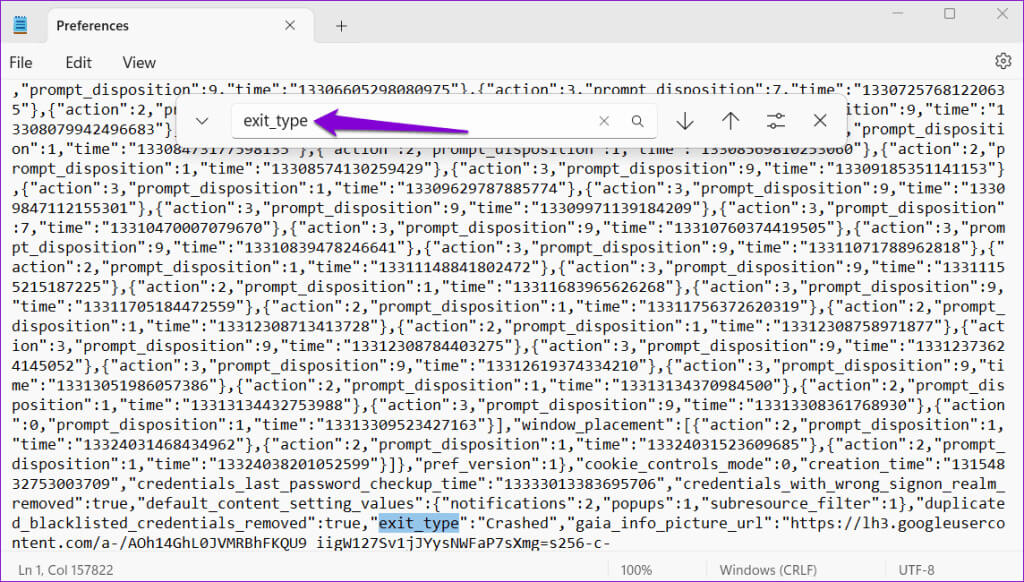 Find-Tool-in-Notepad-1024x582-1 أفضل 6 طرق للتخلص من رسالة "لم يتم إغلاق Chrome بشكل صحيح"