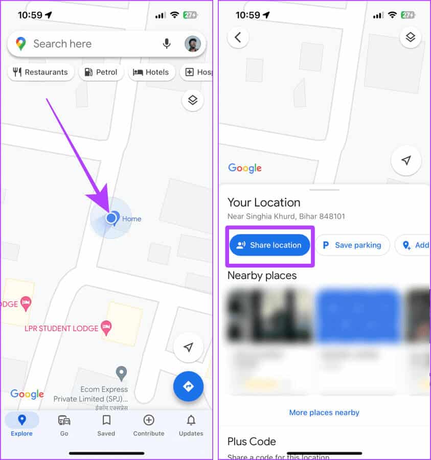 Google-Maps-Home 5 طرق لمشاركة الموقع من iPhone إلى Android والعكس