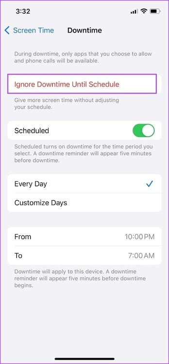 Ignore-Downtime-Until-Schedule-1 كيفية تعطيل وقت التوقف على Apple Watch