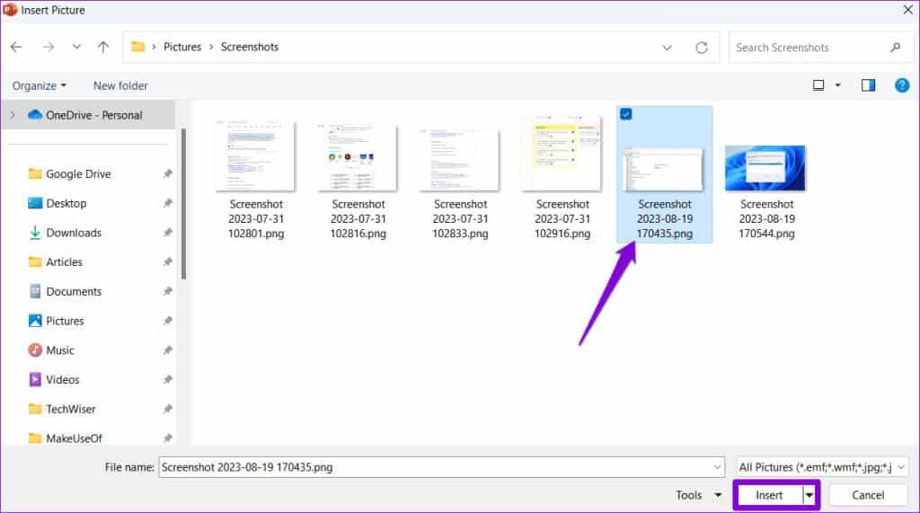 Insert-Pictures-From-Your-PC-in-PowerPoint-1024x571-1 أفضل 8 إصلاحات لعدم عرض PowerPoint للصور على Windows