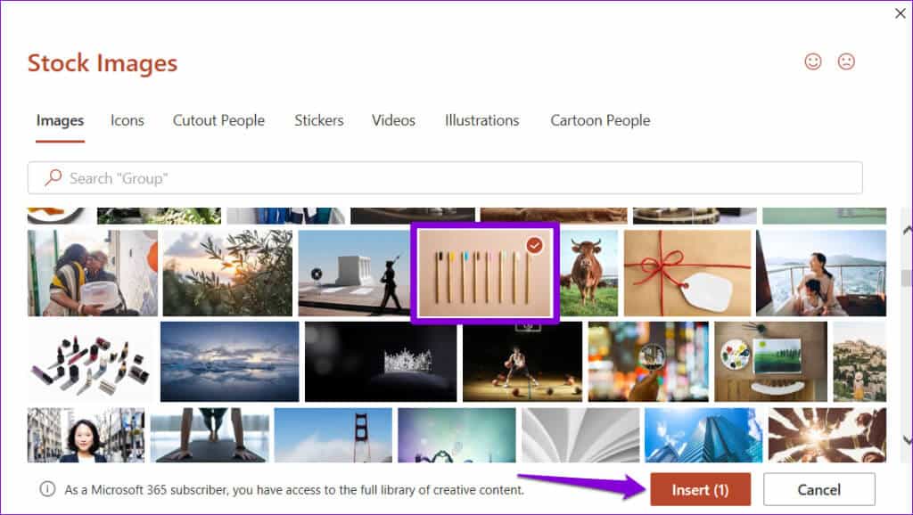 Insert-Pictures-Stock-Image-in-PowerPoint-1024x578-1 أفضل 8 إصلاحات لعدم عرض PowerPoint للصور على Windows