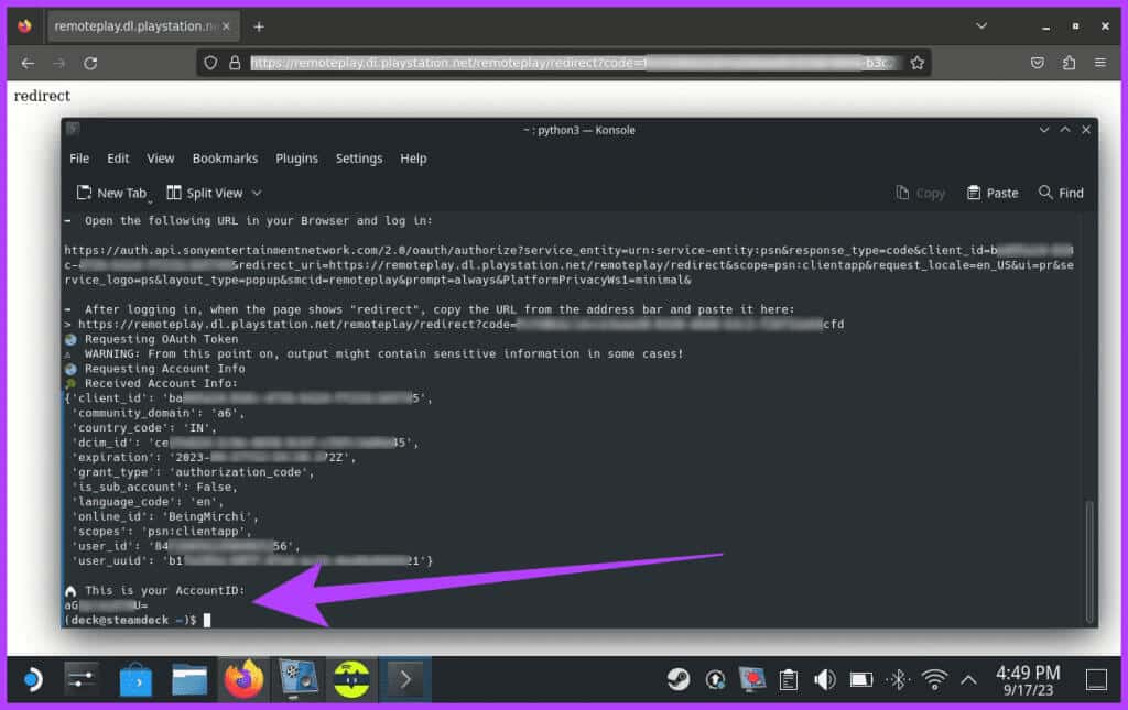 Konsole-should-now-return-a-code-stating-your-account-ID-number-1024x645-1 اللعب عن بعد في Steam Deck: قم ببث الكمبيوتر الشخصي أو PS5 إلى Steam Deck