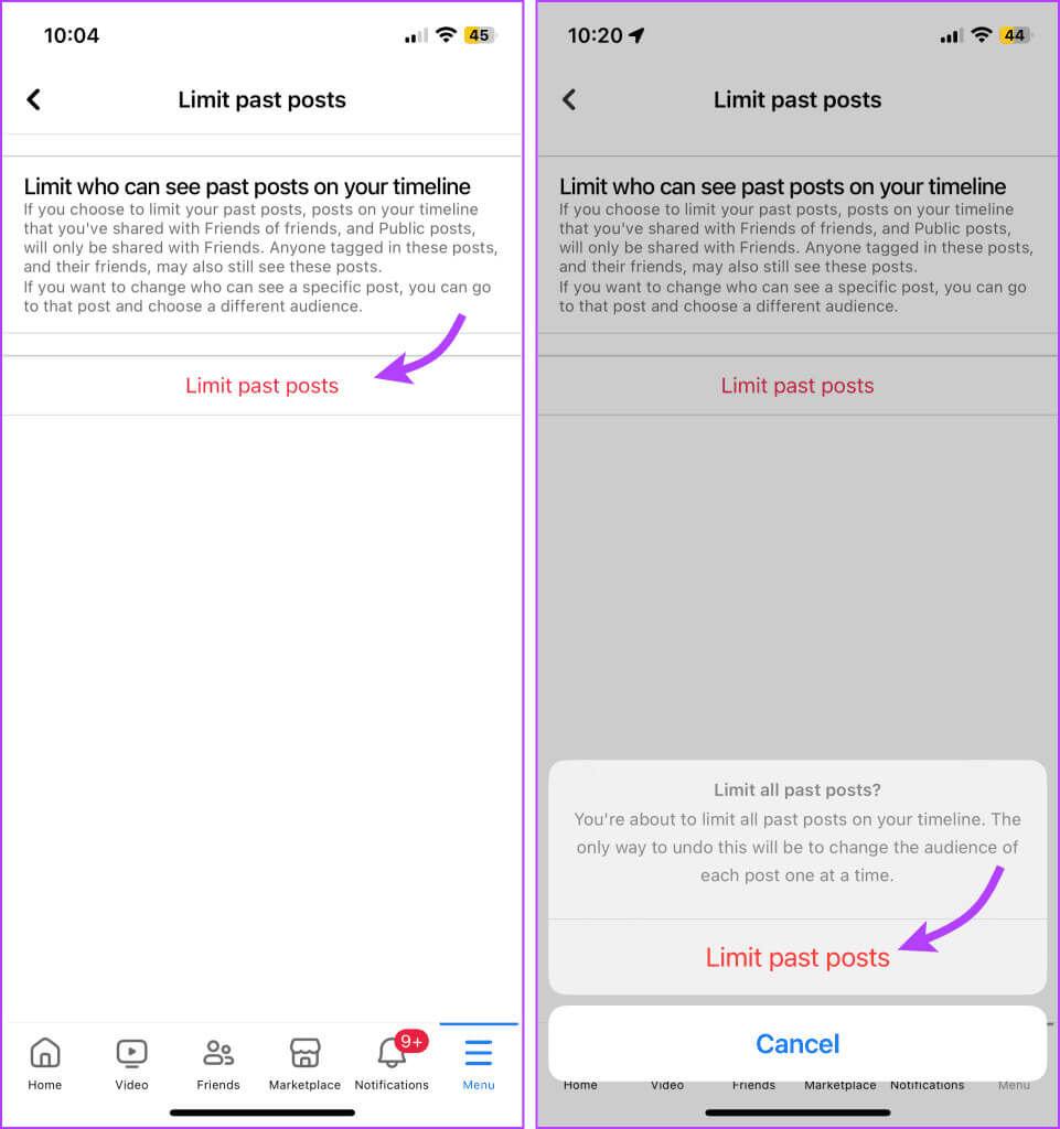 Limit-Past-Posts-on-Facebook-from-mobile-app-3-961x1024-1 كيفية إخفاء جميع المنشورات على Facebook عن الجمهور أو الأصدقاء