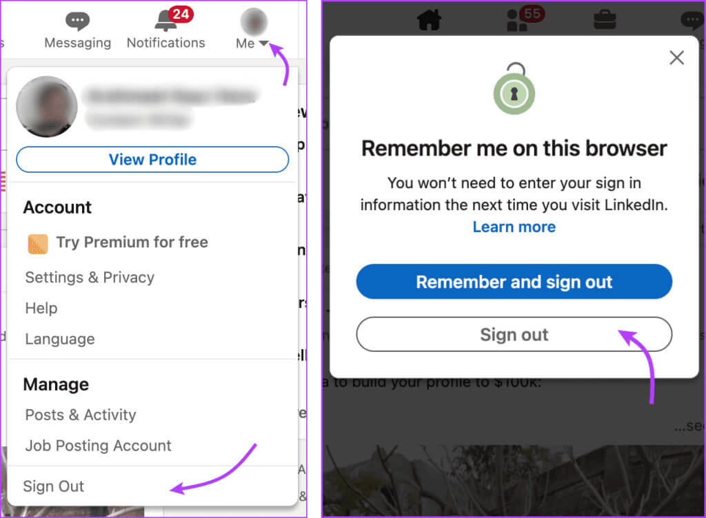 Log-Out-and-Log-in-to-Your-LinkedIn-Account-1-1024x752-1 كيفية إصلاح عدم سماح LinkedIn بإرسال الرسائل