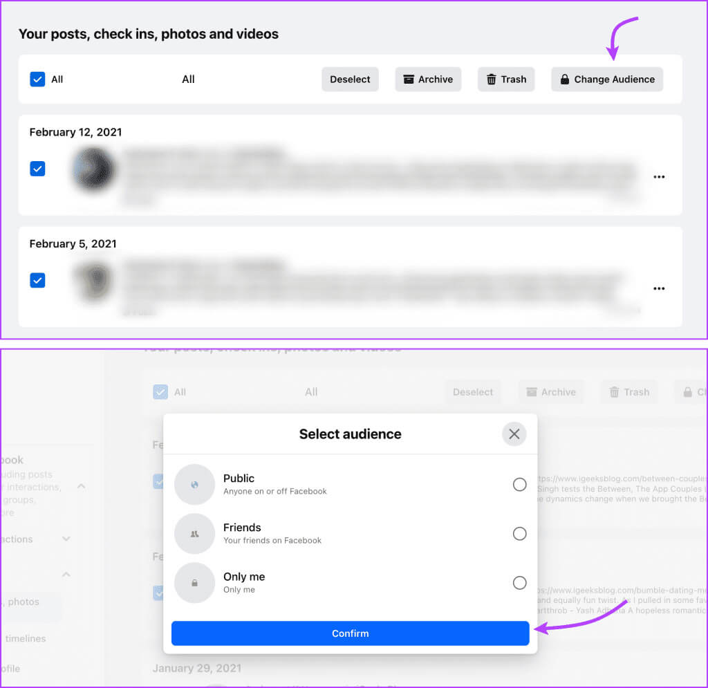 Manage-Previous-Posts-Visibility-from-Facebook-Web-2-1024x995-1 كيفية إخفاء جميع المنشورات على Facebook عن الجمهور أو الأصدقاء