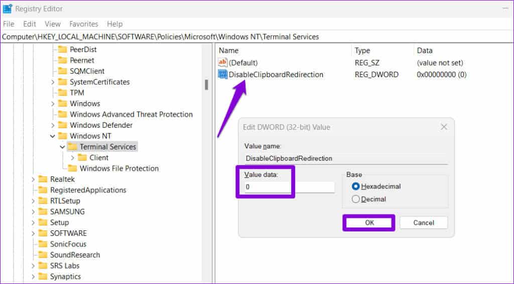 Modify-DWORD-in-Registry-1024x567-1 5 إصلاحات لعدم عمل النسخ واللصق لسطح المكتب البعيد على Windows