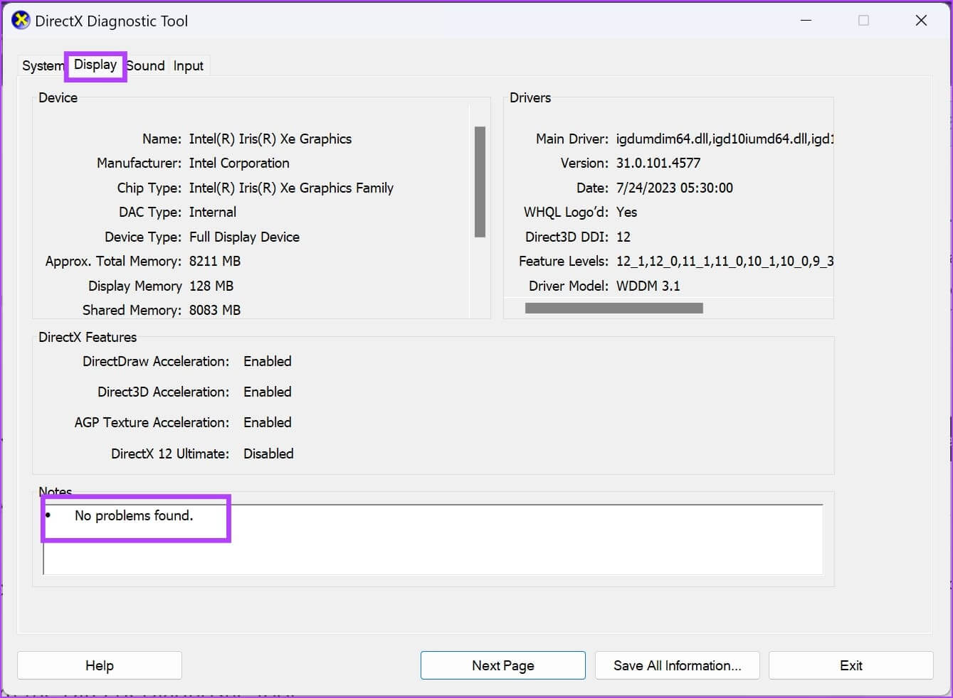 No-problems-found كيفية التحقق من صحة GPU على Windows