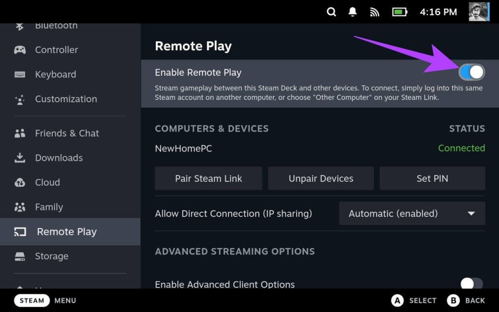 Now-enable-the-toggle-next-to-Enable-Remote-Play-1024x640-1 اللعب عن بعد في Steam Deck: قم ببث الكمبيوتر الشخصي أو PS5 إلى Steam Deck