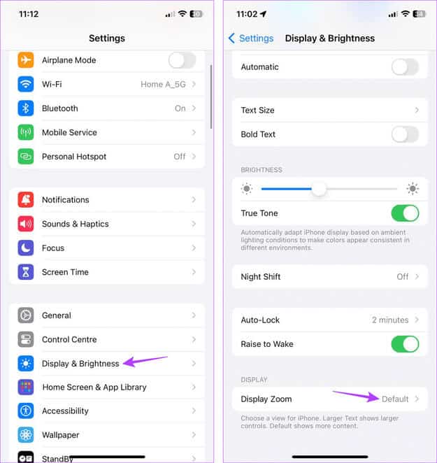 Open-Display-Brightness-settings كيفية تكبير لوحة المفاتيح على iPhone وiPad