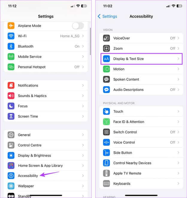 Open-Display-Text-Size-settings كيفية تكبير لوحة المفاتيح على iPhone وiPad