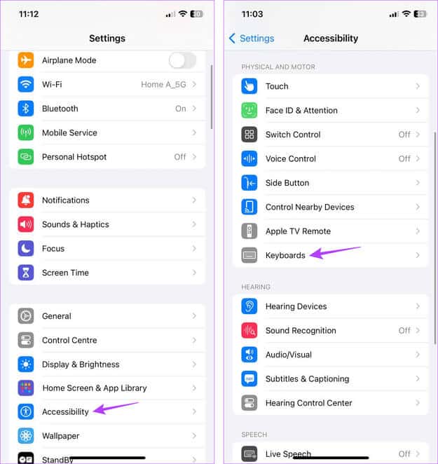 Open-Keyboards-settings كيفية تكبير لوحة المفاتيح على iPhone وiPad