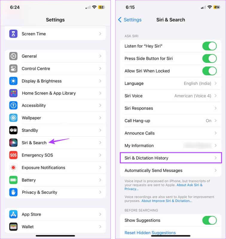 Open-Siri-Settings 8 طرق لإصلاح iPad وiPhone عالق في اقتراحات Siri