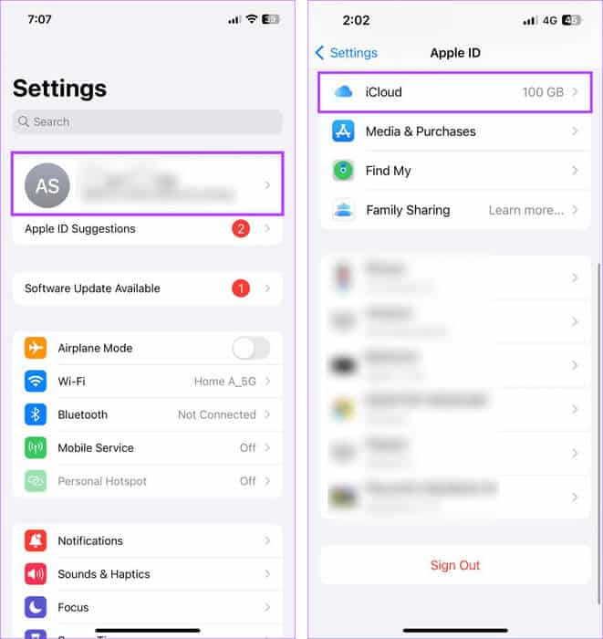Open-iCloud-settings 7 طرق لإصلاح عدم عمل قائمة التسوق (قائمة البقالة) على iPhone