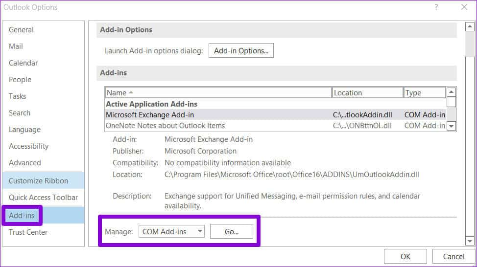 Outlook-Add-ins-3 أفضل 7 طرق لإصلاح عدم عرض Microsoft Outlook لمحتوى البريد الإلكتروني على Windows